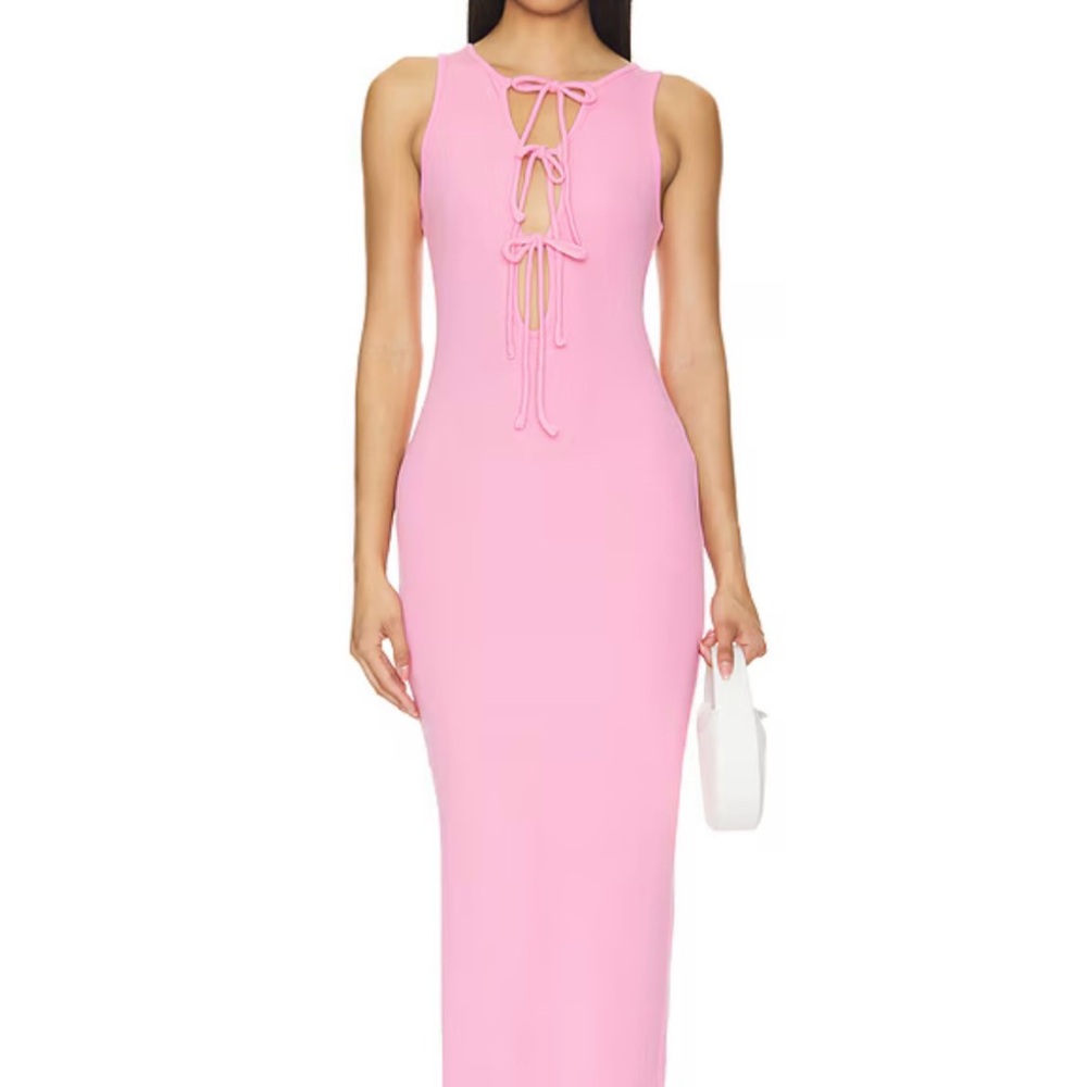Pink Bow. Halter Maxi Dress